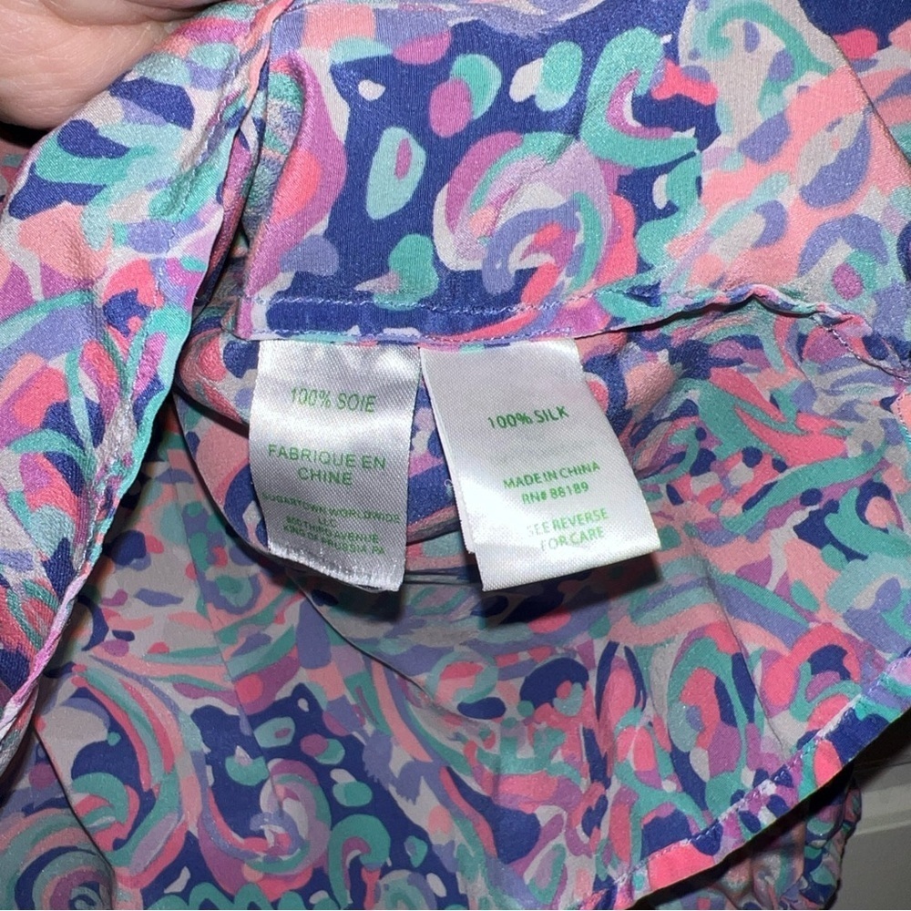 Lilly Pulitzer Elsa silk xxs purple pink colorful office work lightweight - Picture 7 of 7